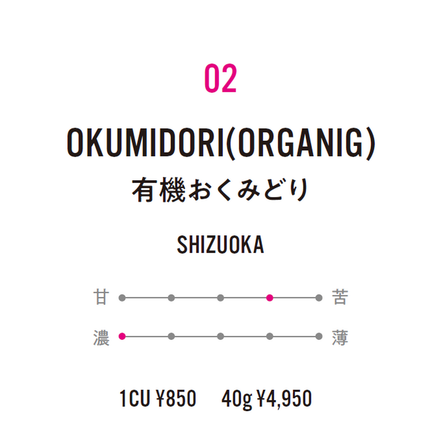 No.2 OKUMIDORI(ORGANIG)-有機おくみどり-